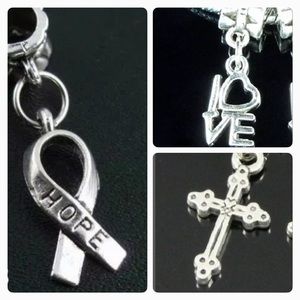 Hope Ribbon Cancer Awareness, Love Cross Charm